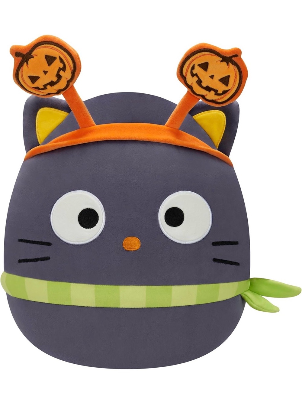 Squishmallows Purple Cat Halloween Backpack with Orange Pumpkin Antennae